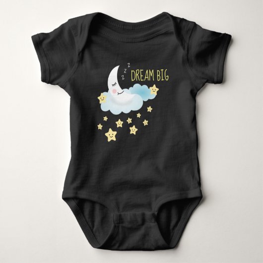 Moon and Stars Dream Große Niedliche Illustration Baby Strampler (Vorderseite)