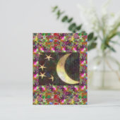 Moon and Stars : Elegante Starry night background Postkarte (Stehend Vorderseite)