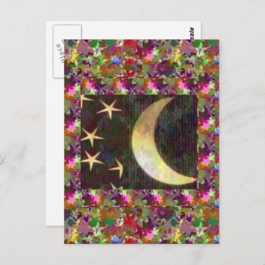 Moon and Stars : Elegante Starry night background Postkarte (Vorne/Hinten)