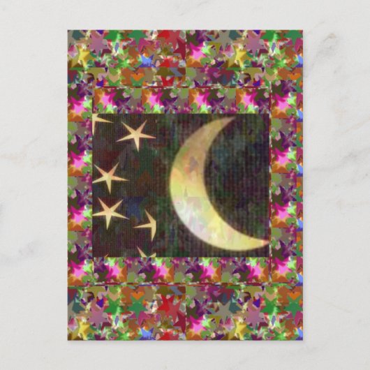Moon and Stars : Elegante Starry night background Postkarte (Vorderseite)
