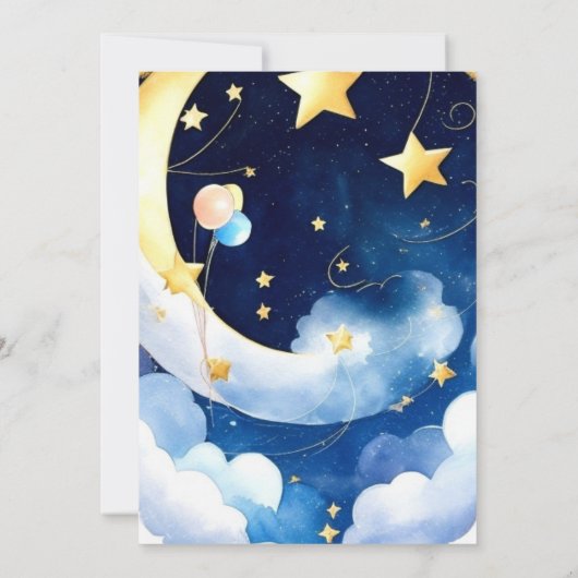 Moon and Stars Galaxy Adventure Birthday Einladung (Rückseite)