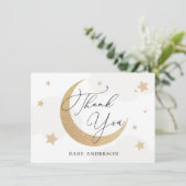 Moon and Stars Gray Clouds Kinderdusche Vielen Dan Dankeskarte (Stehend Vorderseite)