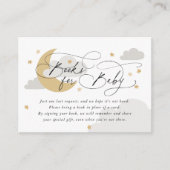 Moon and Stars Gray Gold Book Request Baby Dusche Begleitkarte (Vorderseite)
