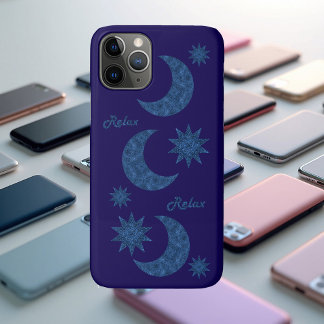 Moon and stars in a blue glitter look - Relax!  Case-Mate iPhone Hülle