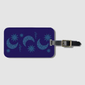 Moon and stars in a blue glitter look - Relax!  Gepäckanhänger (Vorderseite (Horizontal))