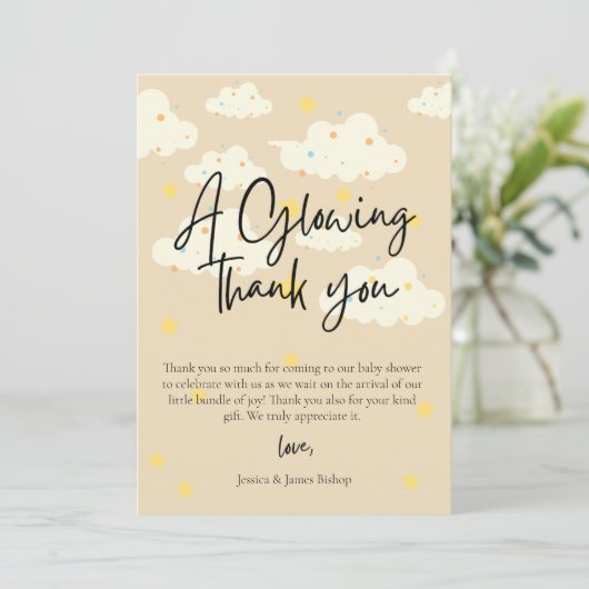 Moon and Stars Kinderdusche Creme Danke Karte (Stehend Vorderseite)