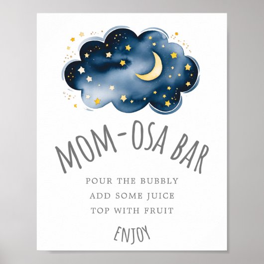 Moon and Stars Kinderdusche Mama-osa-Bar Zeichen Poster (Vorne)