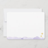 Moon and Stars Lila Watercolor Personalisiert Flat Mitteilungskarte (Rückseite)