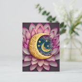 Moon and Stars Lotus Blume Erleuchtung Postkarte (Stehend Vorderseite)