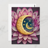 Moon and Stars Lotus Blume Erleuchtung Postkarte (Vorne/Hinten)
