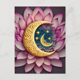Moon and Stars Lotus Blume Erleuchtung Postkarte