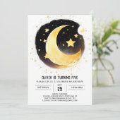 Moon and Stars Magic Birthday Einladung (Stehend Vorderseite)