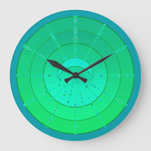Moon and Stars Mandala - Smarald Green Große Wanduhr (Vorderseite)