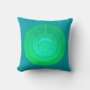 Moon and Stars Mandala - Smarald Green Kissen