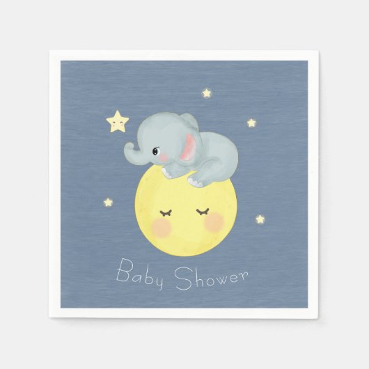 Moon and Stars Niedlich Elephant Baby Boy Dusche Serviette (Vorderseite)