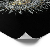 Moon and Stars Night Sky Mountain Range Mandala Poster (Ecke)