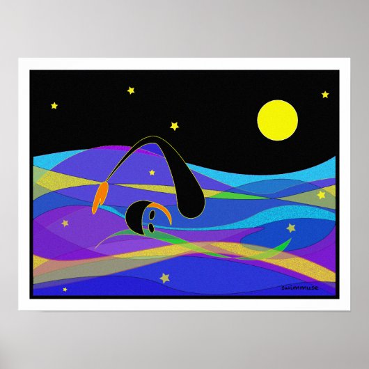 Moon and Stars Night Swimmer Poster (Vorne)