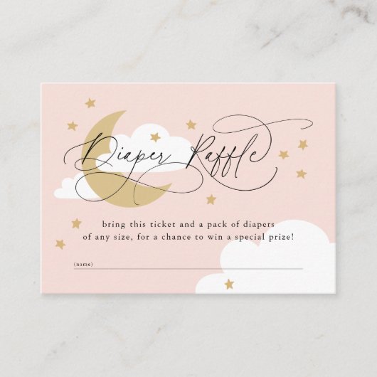 Moon and Stars Pink Diaper Raffle Baby Dusche Begleitkarte (Vorderseite)