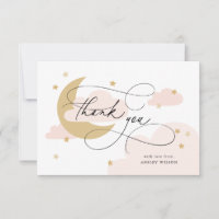 Moon and Stars Pink Script Baby Dusche