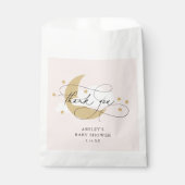 Moon and Stars Pink Script Baby Dusche Vielen Dank Geschenktütchen (Vorderseite)