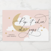 Moon and Stars Pink Script Pop Es, wenn sie Ch Pop Schaumweinetikett (Einzelnes Label)