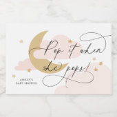 Moon and Stars Pink Script Pop Es, wenn sie Pop Schaumweinetikett (Einzelnes Label)