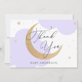 Moon and Stars Purple Baby Shower Thank You Dankeskarte