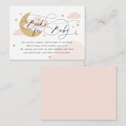 Moon and Stars Rosa Buchungsanfrage Kinderdusche Begleitkarte (Vorne/Hinten)