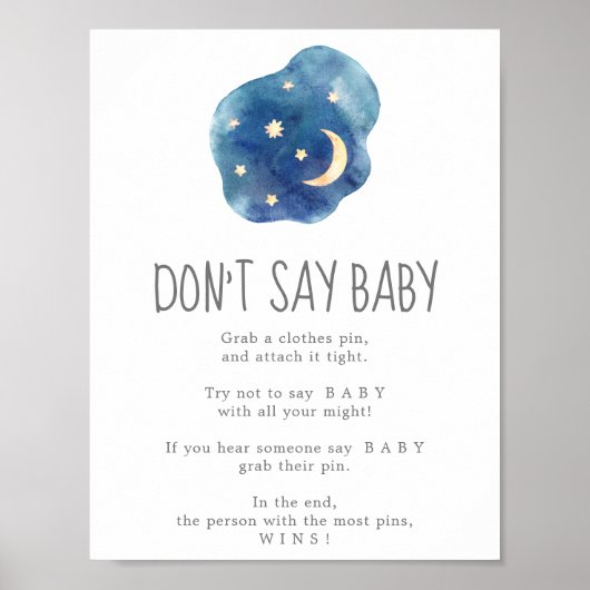 Moon and Stars Say Baby Game Sign Poster (Vorne)