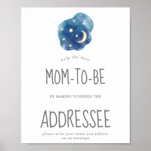Moon and Stars Shower Address a Envelope Sign Poster