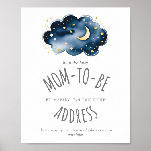 Moon and Stars Shower Address a Envelope Sign Poster (Vorne)
