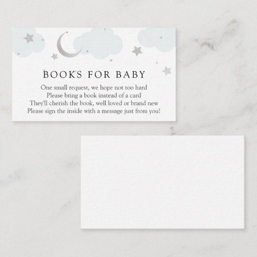 Moon and Stars Silver Books for Baby insert card (Vorne/Hinten)
