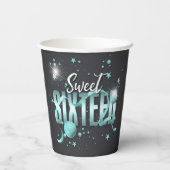 Moon and Stars Sweet 16 Aquamarin/Blk ID788 Pappbecher (Rückseite)