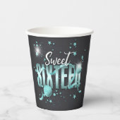 Moon and Stars Sweet 16 Aquamarin/Blk ID788 Pappbecher (Vorderseite)