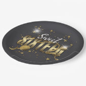 Moon and Stars Sweet 16 Gold/Blk ID788 Pappteller (Schrägansicht)