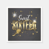 Moon and Stars Sweet 16 Gold/Blk ID788 Serviette (Vorderseite)