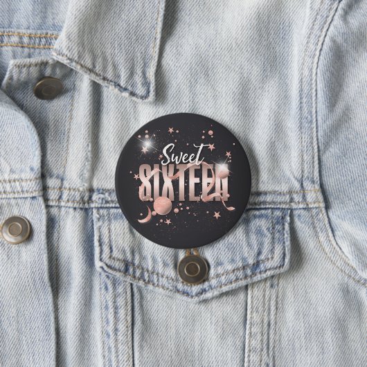 Moon and Stars Sweet 16 Rose Gold/Blk ID788 Button (Beispiel)