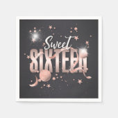 Moon and Stars Sweet 16 Rose Gold/Blk ID788 Serviette (Vorderseite)