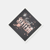 Moon and Stars Sweet 16 Rose Gold/Blk ID788 Serviette (Ecke)