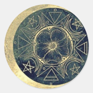 Moon and Stars Talisman Runder Aufkleber