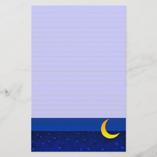 Moon and Stars Vintag Art Lined Stationery Briefpapier (Vorderseite)