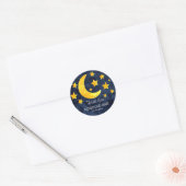 Moon and Stars Whimsical Baby Dusche Runder Aufkleber (Umschlag)