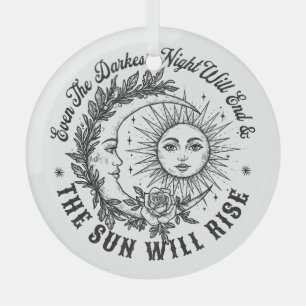 Moon and Sun Face Line Art T - Shirt - Celestial S Ornament Aus Glas