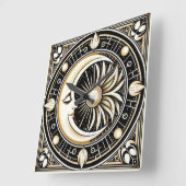 Moon and Sun motif AI Wall Clock Quadratische Wanduhr (Winkel)