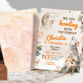 Moon and Wolf Howling Birthday Girl Einladung