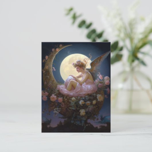 Moon Angel Fantasy Art Postkarte (Stehend Vorderseite)