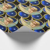 MOON ANGEL MIT HELLEN BLAUE SAPPHIRE GEM STONEN GESCHENKPAPIER (Ecke)