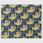 MOON ANGEL MIT HELLEN BLAUE SAPPHIRE GEM STONEN GESCHENKPAPIER (Flach)