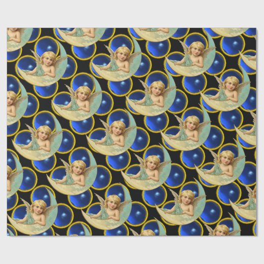 MOON ANGEL MIT HELLEN BLAUE SAPPHIRE GEM STONEN GESCHENKPAPIER (Flach)