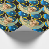 MOON ANGEL MIT HELLEN BLAUE SAPPHIRE GEM STONEN GESCHENKPAPIER (Ecke)